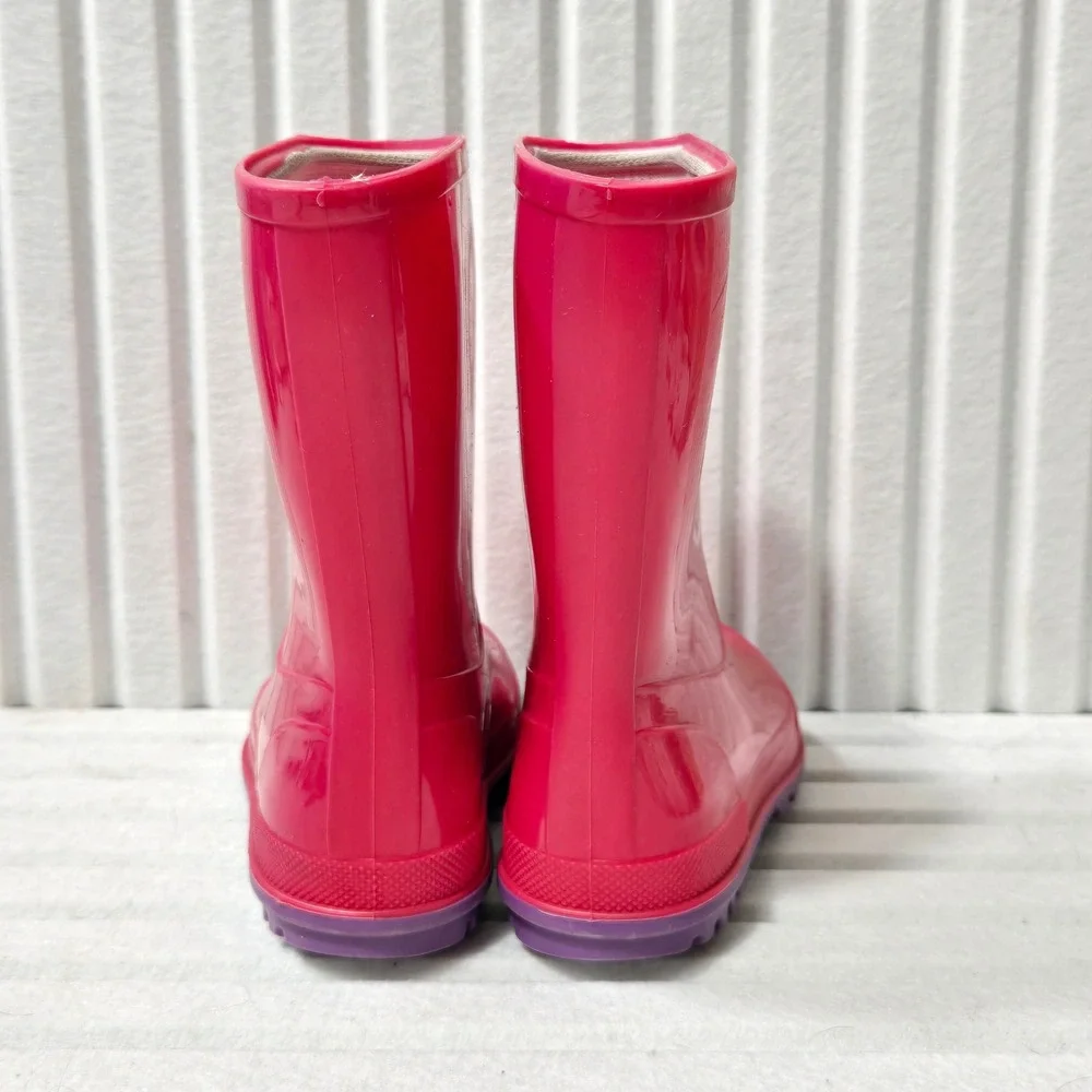 Kids Pink Rubber Rain Boots Purple Lug Sole Waterproof Size 5-6 Made‎ in Canada